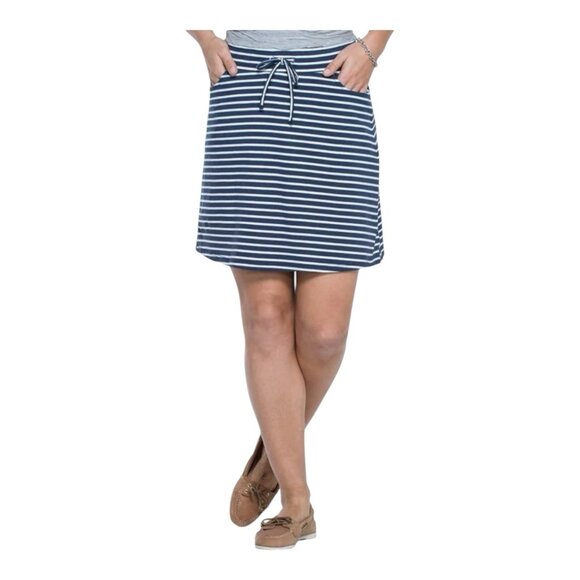 Toad&Co Tica Skirt Deep Navy Stripe Size Medium Nautical French Cotton Modal NWT - Picture 1 of 9